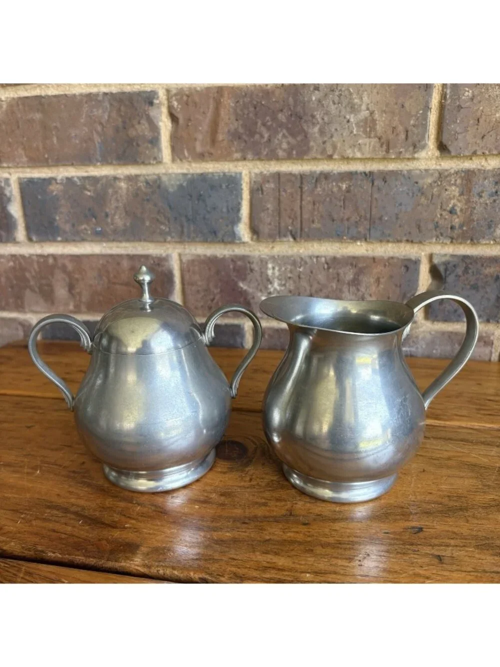 Vintage KDM Tiel Royal Holland Pewter Cream and Sugar Set